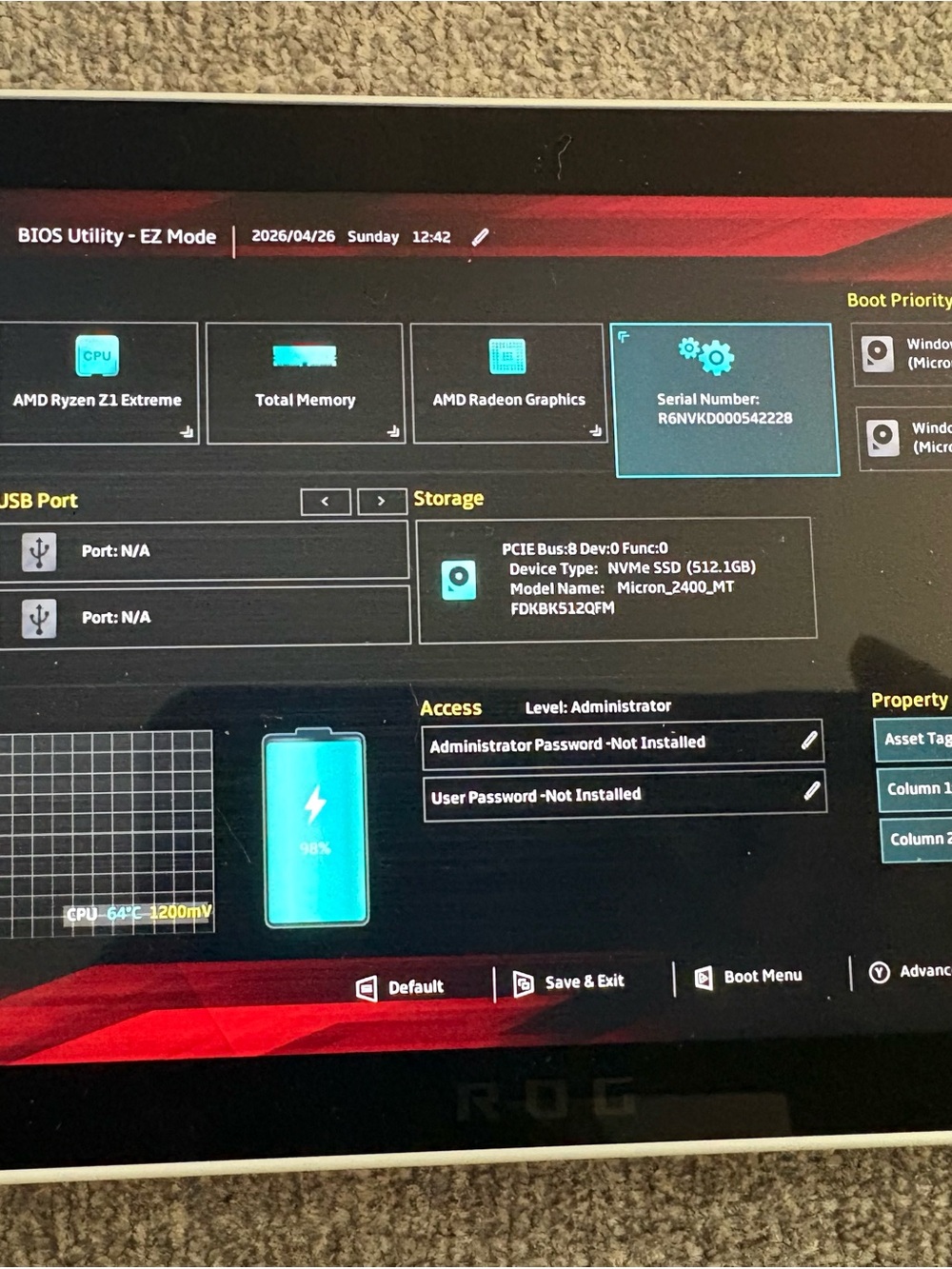 ASUS BIOS Screen with Cyan and Yellow Accents - Picture 4 of 6